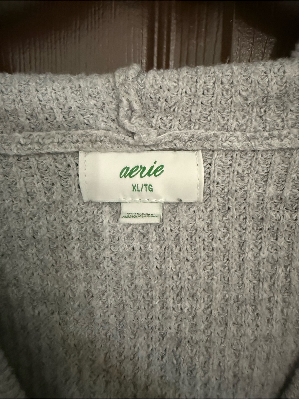 aerie Heather Gray V-Neck Knit Sweater - Picture 4 of 4